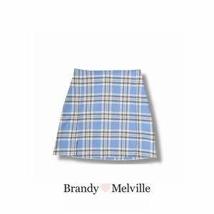 NWT John Galt Brandy Melville Light Blue White Plaid Cara Mini Skirt One Size